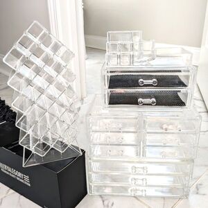 Acrylic 5 piece makeup storage set